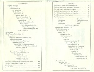 Tegg's Menu, inside