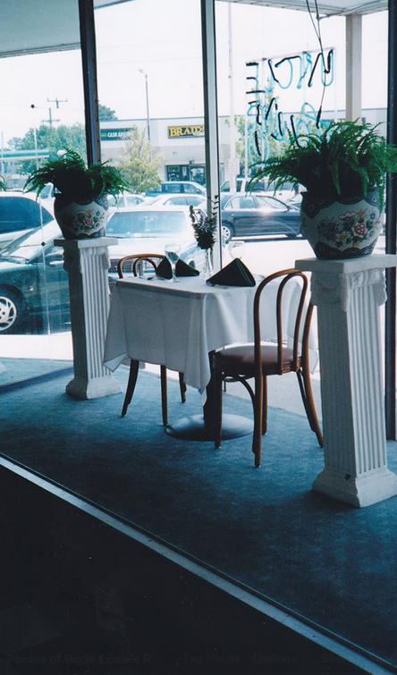 The famous prop table in the front window of Uncle Louie's. At times, we had to get that table so we would have seating for two more guests. Uncle Louie's had 450 seats, The business that Uncle Louie's would do on some days was absolutely amazing.